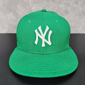 New Era 59FIFTY NY Yankees Green Wool Fitted Hat Size 7 1/4